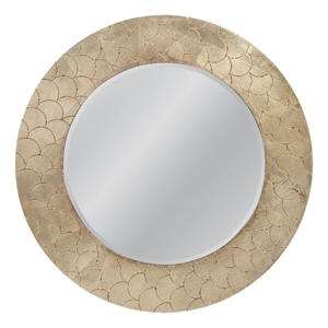 Tetra Round Champagne Coastal Wall Mirror Textured  Gold Resin Frame