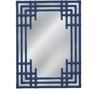 Daysmill Navy Blue Resin Style Rectangular Wall Mirror Coastal