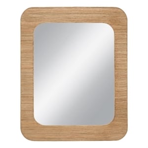 Wilson  Brown Wood Slat Wall Mirror Rounded Rectangle Boho Modern