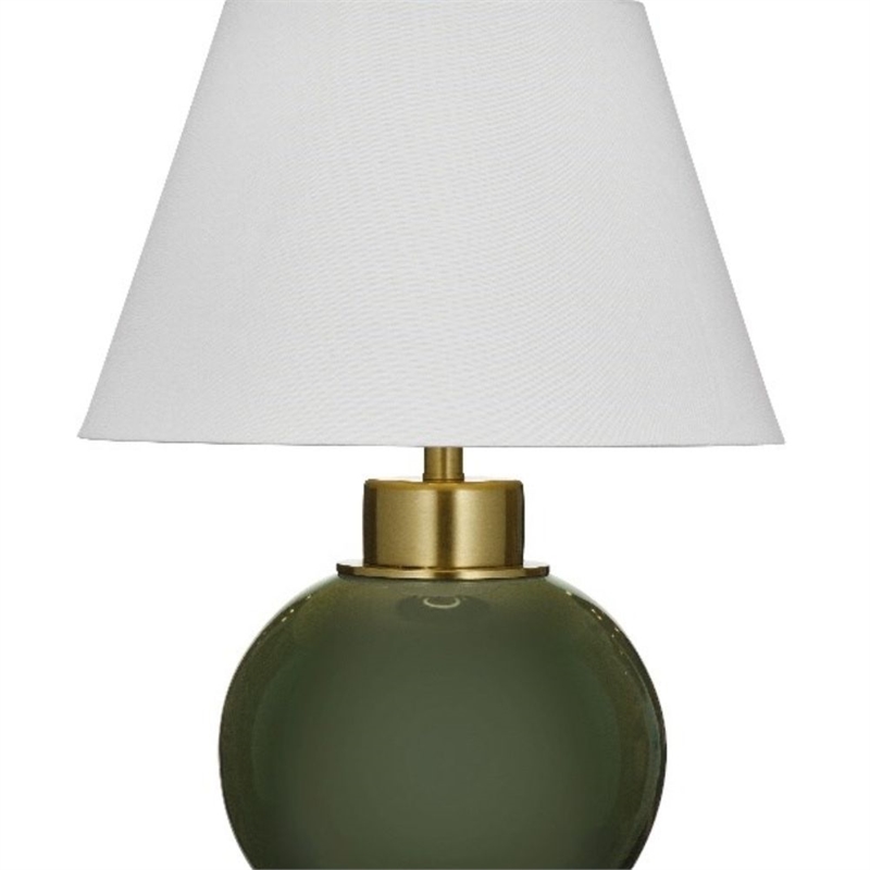Green Ceramic Table Lamp with Brass Accents Traditional Style