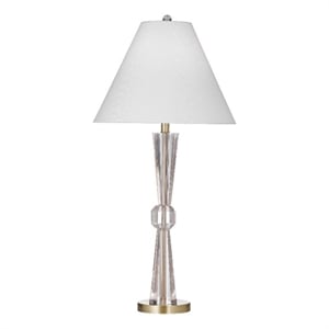 Devon Crystal Hourglass Gold Metal Table Lamp with Brass Base