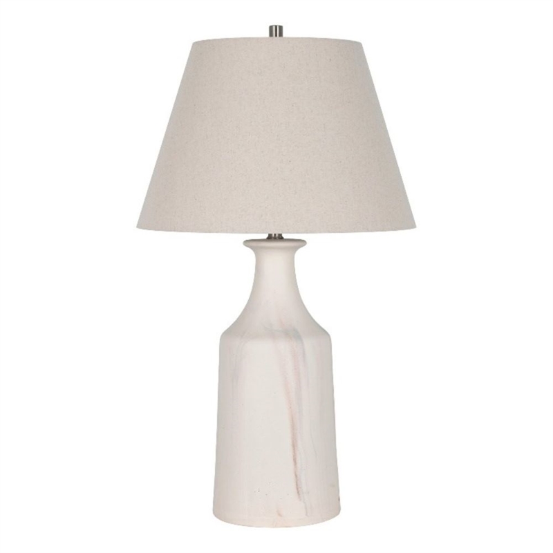 Eastlake Cream Ceramic Table Lamp with Fabric Shade Elegant