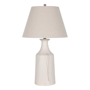 Eastlake Cream Ceramic Table Lamp with Fabric Shade Elegant