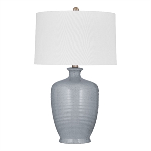 Justice Gray Ceramic Table Lamp with Textured Base