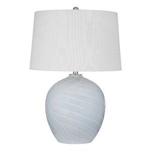Lyance Blue and White Swirl Ceramic Table Lamp Coastal