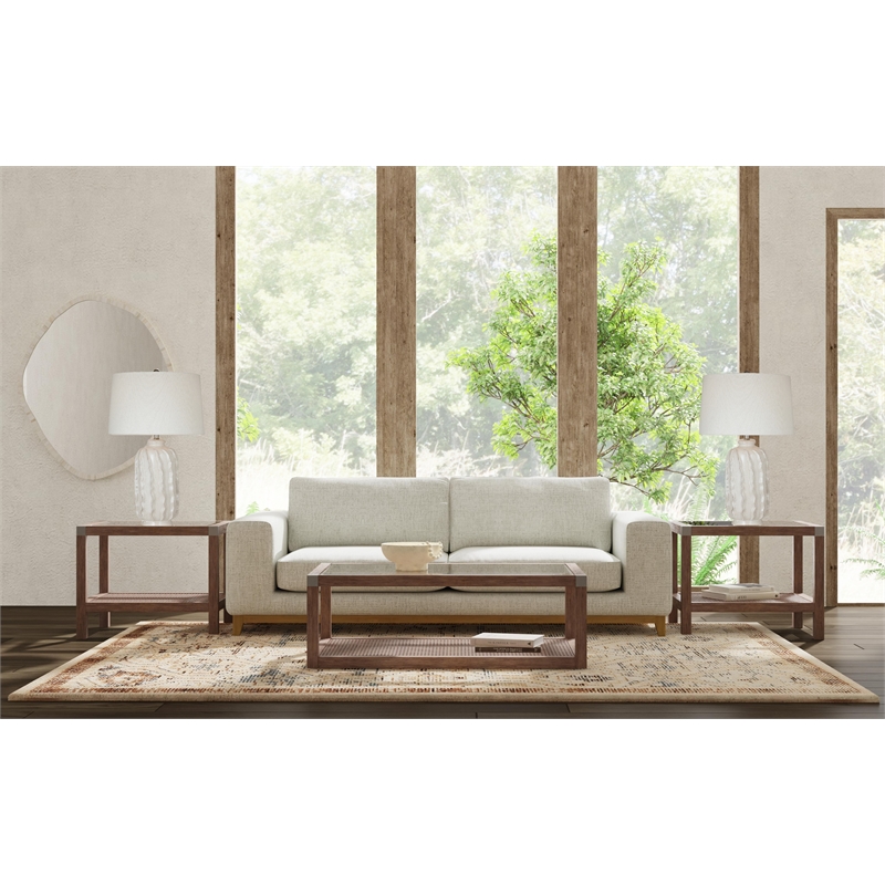 Elian Cream Wavy Ceramic Table Lamp with Drum Shade