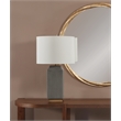 Broad Peak Cream Ceramic Table Lamp with Linen Shade Modern Minimal