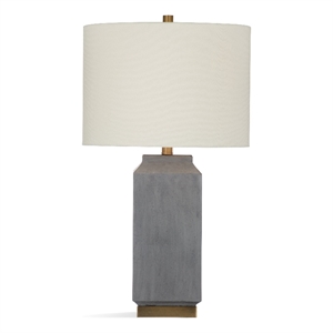 Broad Peak Cream Ceramic Table Lamp with Linen Shade Modern Minimal