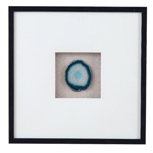 Crystal Geode Blue Aqua Shadowbox Wall Art Black Wood Frame