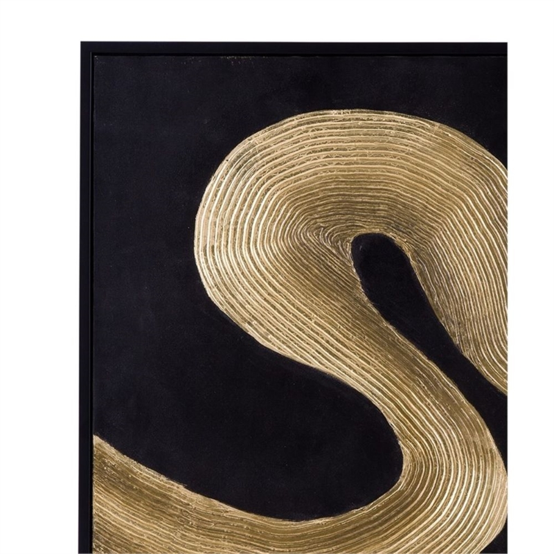 Black & Gold Framed Canvas Set of 2 Modern Art