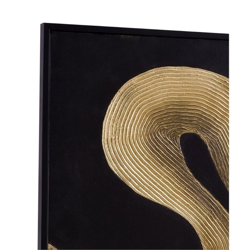 Black & Gold Framed Canvas Set of 2 Modern Art