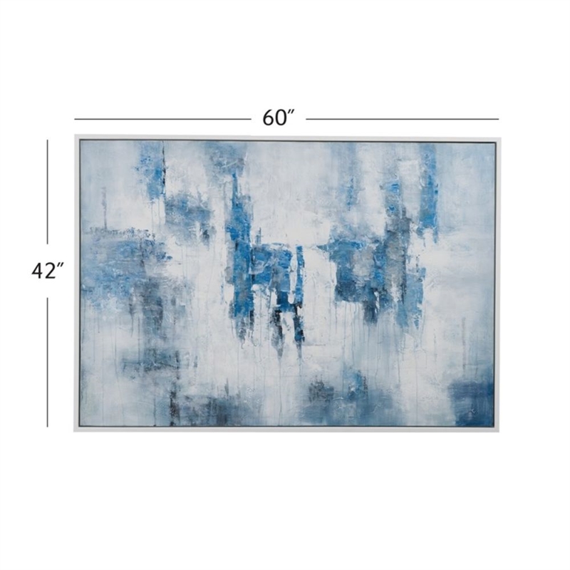 Blue & White Wood Framed Canvas Art Wall Decor