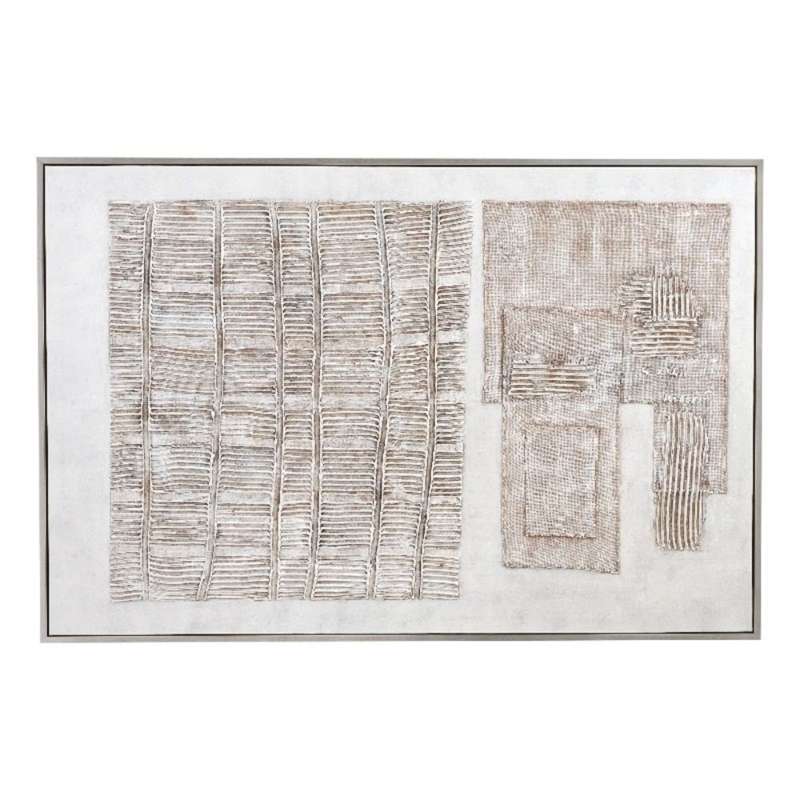 Neutral Gray Wood Framed Canvas Wall Art