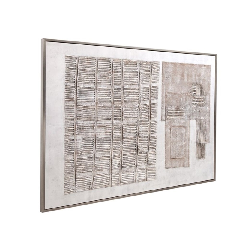 Neutral Gray Wood Framed Canvas Wall Art