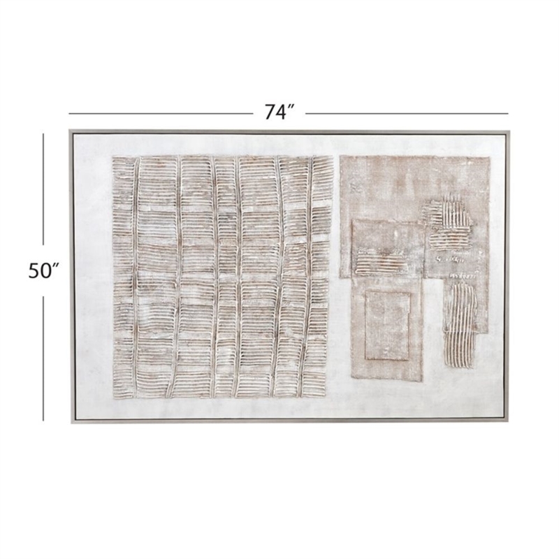 Neutral Gray Wood Framed Canvas Wall Art
