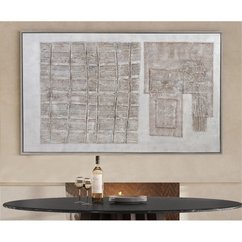 Neutral Gray Wood Framed Canvas Wall Art