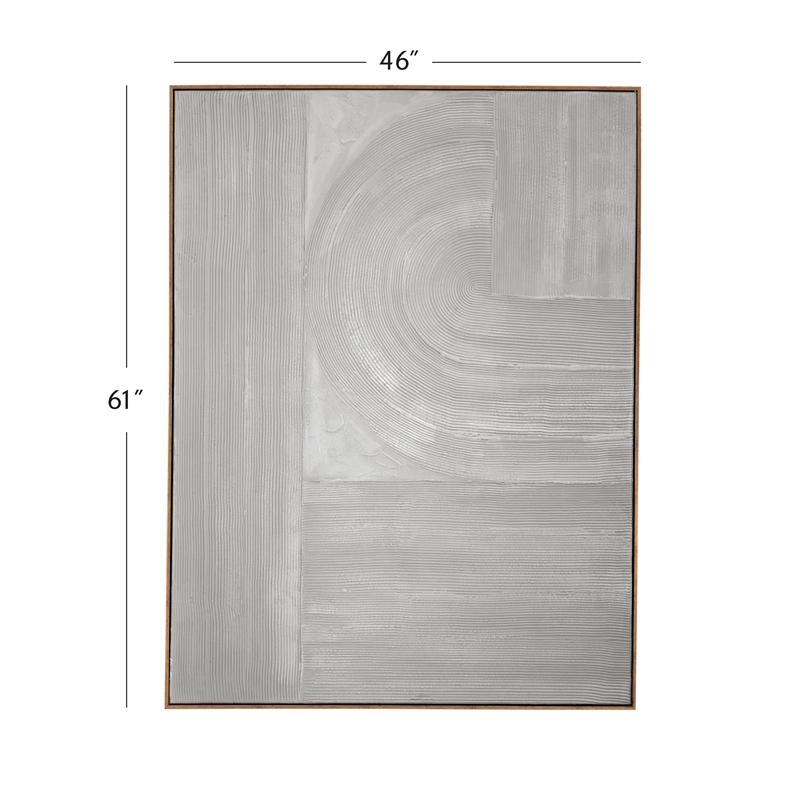 Hand-painted Gray textured canvas with framed finish