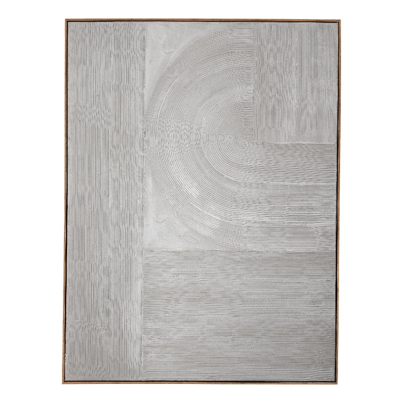 Hand-painted Gray textured canvas with framed finish