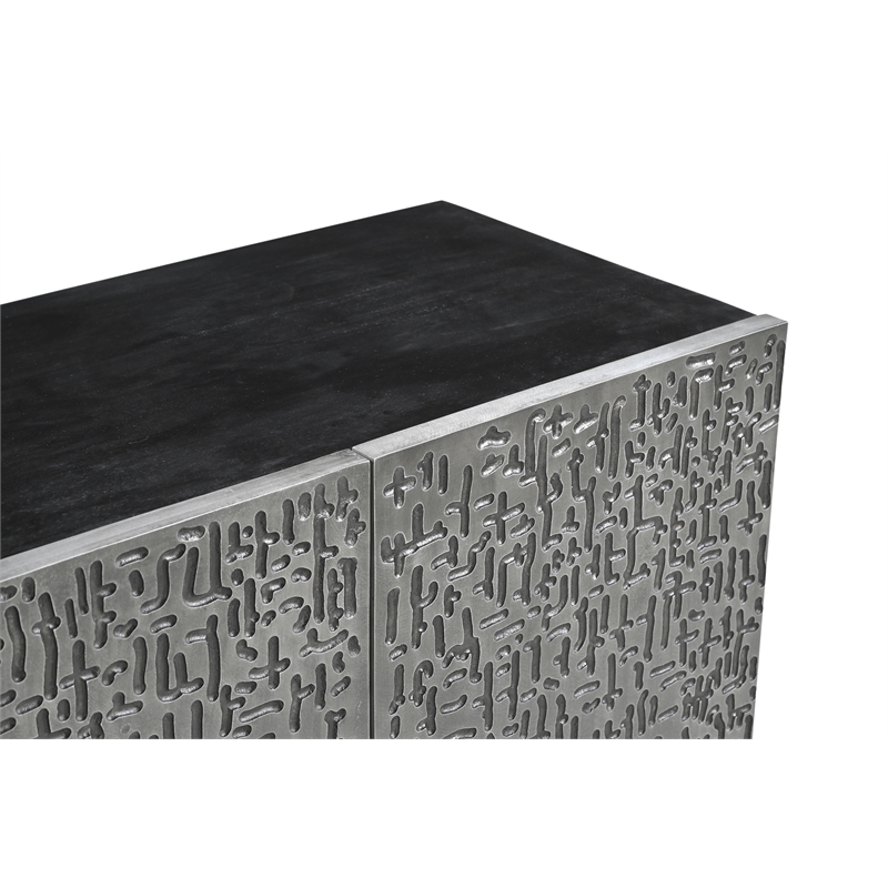 Ebony Mango Wood Storage Dining Server Antique Pewter