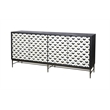 Ebony Mango Wood Storage Dining Server Antique Gold Base