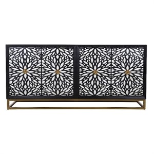 Matte Black Mango Wood Storage Dining Server Bone Resin