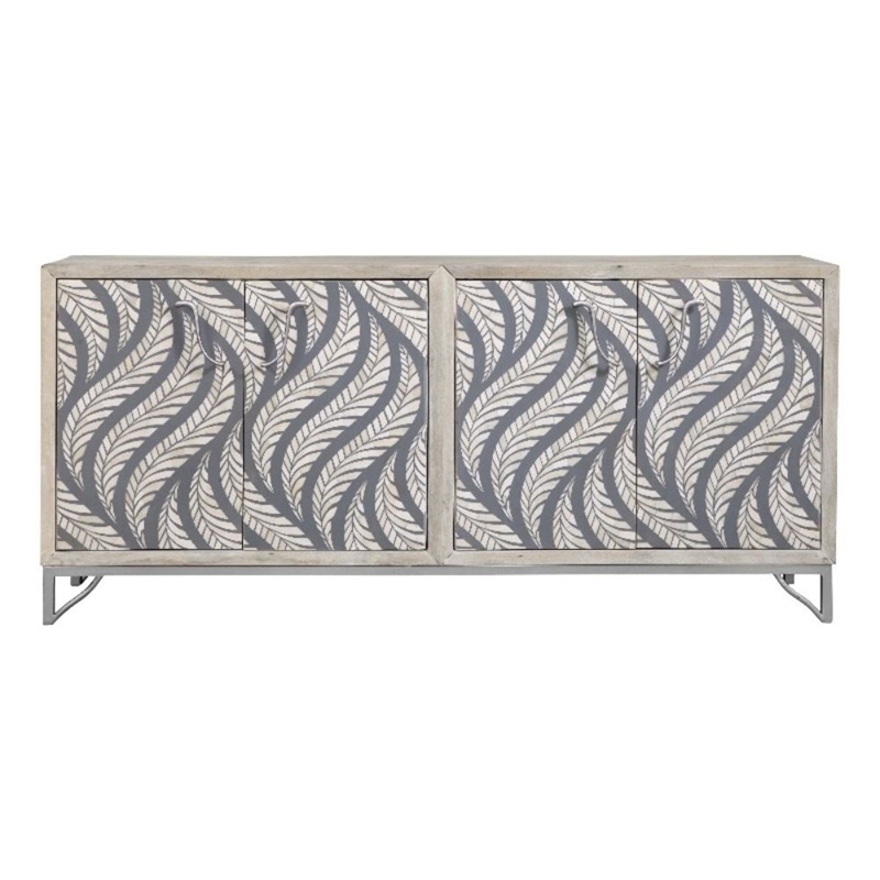 Cream Mango Wood Storage Dining Server Bone Resin