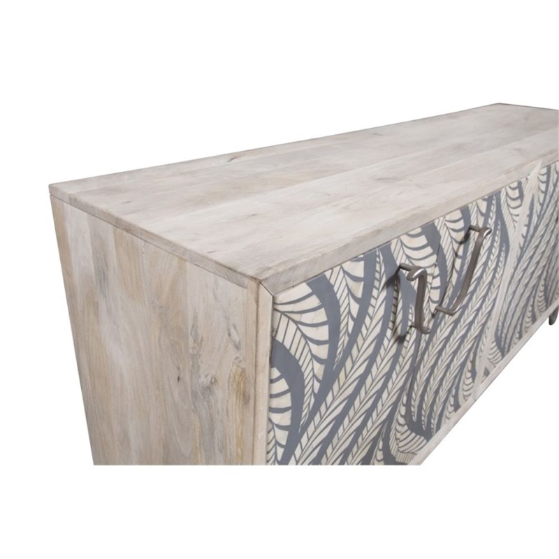 Cream Mango Wood Storage Dining Server Bone Resin