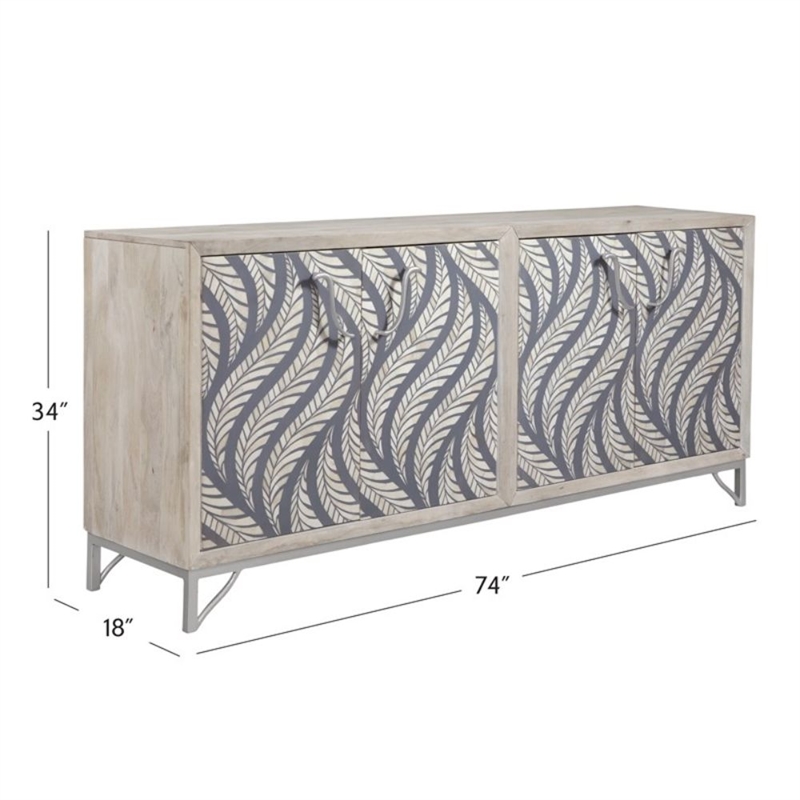 Cream Mango Wood Storage Dining Server Bone Resin