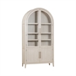 Cerused Light Cream Wood Oak Display Cabinet Antique Nickel