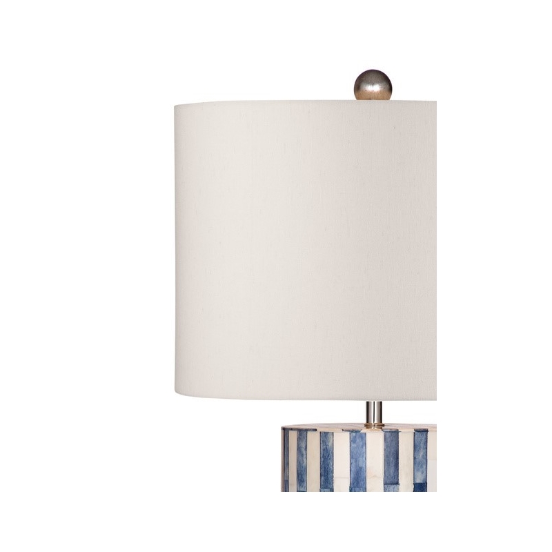Coburn Bone Pattern Table Lamp with White Linen Shade in Blue and White