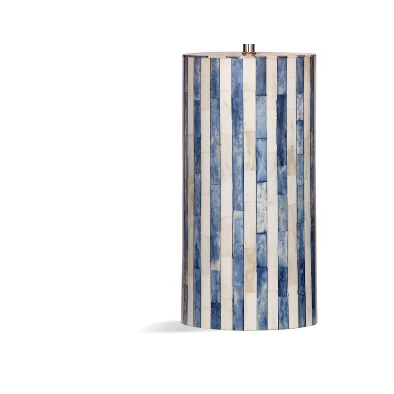 Coburn Bone Pattern Table Lamp with White Linen Shade in Blue and White
