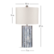 Coburn Bone Pattern Table Lamp with White Linen Shade in Blue and White