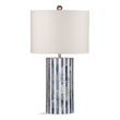 Coburn Bone Pattern Table Lamp with White Linen Shade in Blue and White