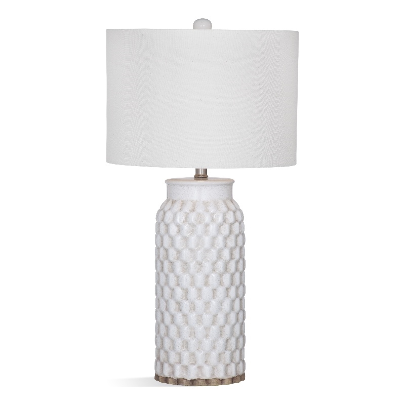 Bassett-Mirror Metal Table Lamp in Silver with Elegant Fabric Shade