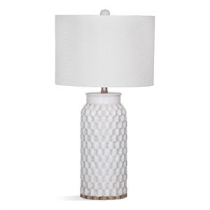 Bassett-Mirror Metal Table Lamp in Silver with Elegant Fabric Shade