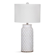 Bassett-Mirror Metal Table Lamp in Silver with Elegant Fabric Shade