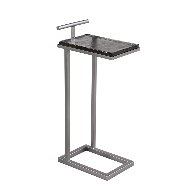 Bassett Mirror Evelyn Silver Metal Round Accent Table for Home Decor