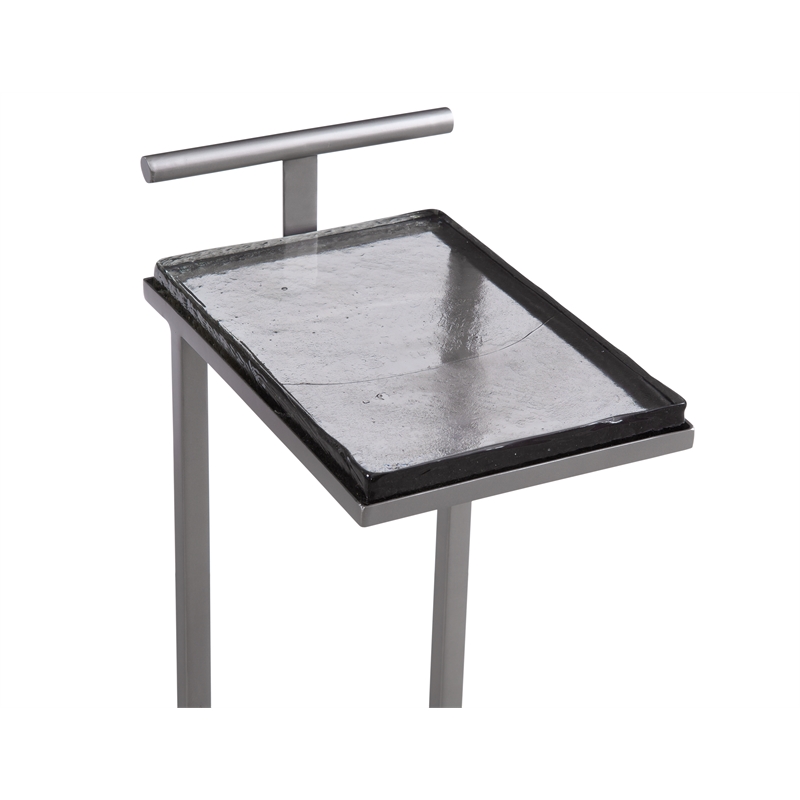 Bassett Mirror Evelyn Silver Metal Round Accent Table for Home Decor