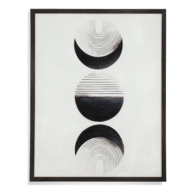 Bassett Mirror Modern Black and White Abstract Framed Canvas Wall Art