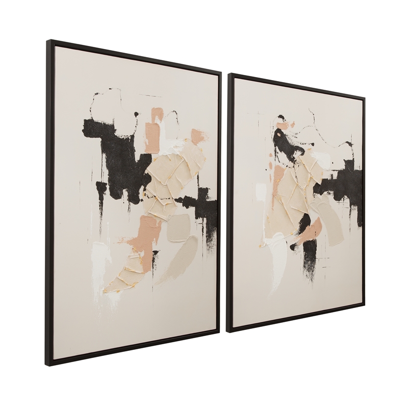 Bassett Mirror Intuitive Black Framed Canvas Wall Art Set of 2 for Decor