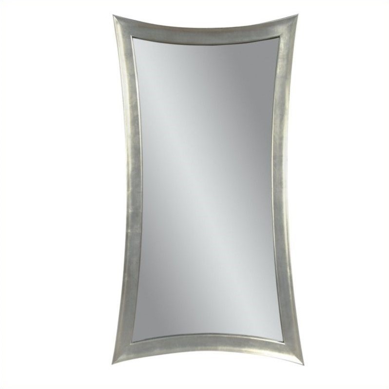 Silver Leaf  Metal Hourglass Wall Mirror Sculptural Modern Decor