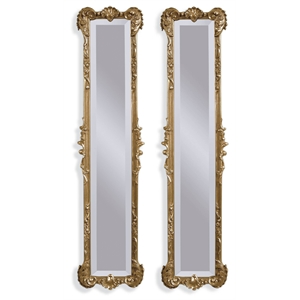 Gold Leaf Metal Two Panel Wall Mirrors Traditional