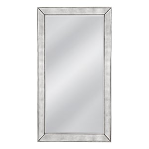Silver Leaf Wood Beaded Leaner Mirror with Antique Glass