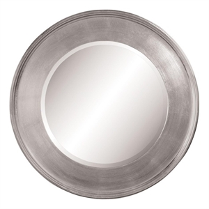 Silver Leaf Round Wall Mirror Beveled Glass Modern