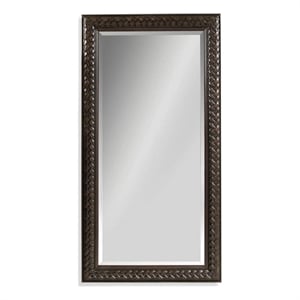 Cherry Fruitwood Leaner Floor Mirror Braided Wood Frame