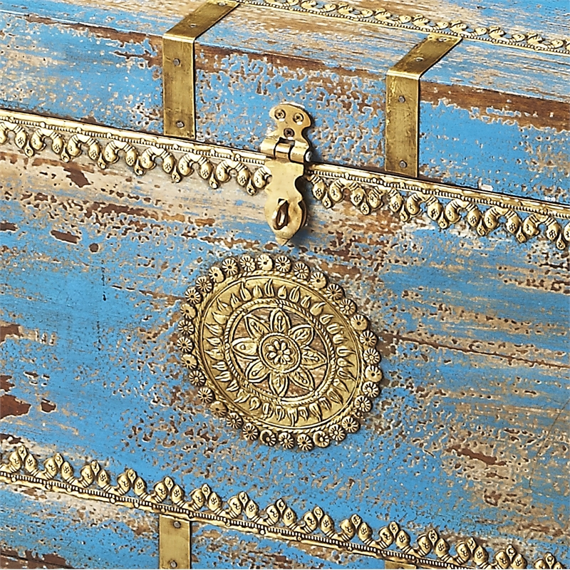 Butler Specialty Artifacts Storage Trunk Coffee Table In Blue