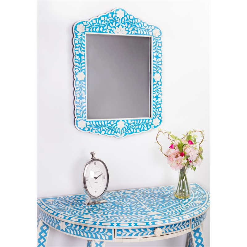 Butler Specialty Company Vivienne Bone Inlay Wall Mirror - Sky Blue And White