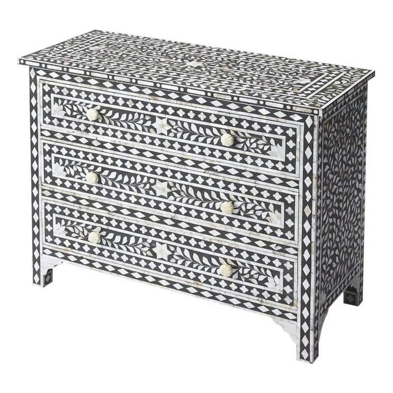 Butler Specialty Bone Inlay Accent Chest In Black Bone Inlay