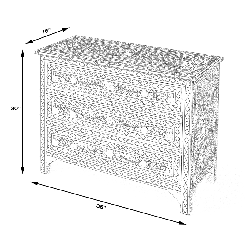Butler Specialty Bone Inlay Accent Chest In Black Bone Inlay