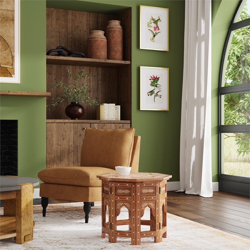 Butler Specialty Bone Inlay End Table In Wood And Bone Inlay